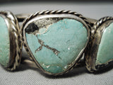 Superior Early Vintage Native American Navajo Carico Lake Turquoise Sterling Silver Bracelet Old-Nativo Arts