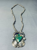 Rare Longer 30 Inch Vintage Native American Navajo Royston Turquoise Sterling Silver Necklace-Nativo Arts