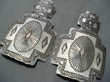 Exquisite Navajo Sterling Silver Huge Cross Earrings Native American-Nativo Arts