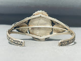 Rare Turquoise Mine Vintage Native American Navajo Sterling Silver Leaves Bracelet-Nativo Arts