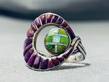 Native American Most Unique Vintage Zuni Green Turquoise Sterling Silver Suglite Ring-Nativo Arts