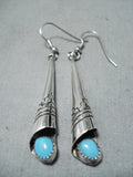 Fabulous Native American Navajo Sleeping Beauty Turquoise Sterling Silver Earrings-Nativo Arts