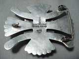 One Of The Best Vintage Native American Navajo Orville Tsinnie Turquoise Sterling Silver Buckle-Nativo Arts