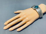 Important Unique Design Vintage Native American Navajo Turquoise Sterling Silver Bracelet-Nativo Arts
