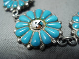 Unique Vintage Native American Zuni Blue Gem Turquoise Sterling Silver Bracelet Old-Nativo Arts