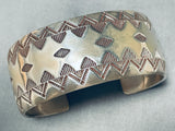 Teepee Village Intricate Native American Navajo Sterling Silver Bracelet Cuff-Nativo Arts