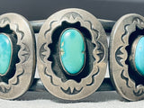 Willy Carviso Vintage Native American Navajo Turquoise Sterling Silver Bracelet Old-Nativo Arts