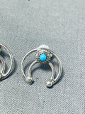 Pretty Native American Navajo Turquoise Sterling Silver Earrings-Nativo Arts