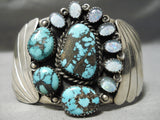 Important Vintage Native American Navajo Last Chance Turquoise Sterling Silver Opal Bracelet-Nativo Arts