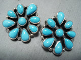 Fabulous Native American Navajo Sleeping Beauty Turquoise Sterling Silver Earrings-Nativo Arts