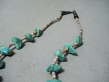 Native American Striking Vintage Santo Domingo Royston Turquoise Heishi Sterling Silver Necklace-Nativo Arts