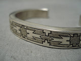 Intricate!! Vintage Native American Navajo Geometric Sterling Silver Bracelet-Nativo Arts