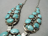 Chunky Dunky Turquoise Vintage Native American Navajo Sterling Silver Necklace-Nativo Arts