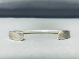 Rare Nez Vintage Native American Navajo Hand Tooled Sterling Silver Bracelet Cuff-Nativo Arts