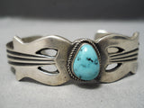 Incredible Vintage Native American Zuni Sterling Silver Blue Diamond Turquoise Bracelet-Nativo Arts