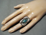 Quadruple Leaf Vintage Native American Navajo Basalt Turquoise Sterling Silver Ring Old-Nativo Arts
