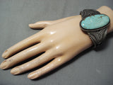 One Of The Best Early Vintage Native American Navajo #8 Turquoise Sterling Silver Bracelet-Nativo Arts