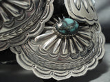 Hand Tooled Vintage Native American Navajo Spiderweb Turquoise Sterling Silver Concho Belt-Nativo Arts