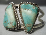 Incredible Vintage Native American Navajo Triangle Turquoise Sterling Silver Bracelet Old-Nativo Arts