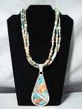 Native American Important Dan Coriz Santo Domingo Turquoise Sterling Silver Inlay Necklace-Nativo Arts