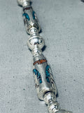 One Of The Best Vintage Native American Navajo Tubule Turquoise Sterling Silver Necklace Old-Nativo Arts