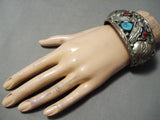 Important Vintage Native American Navajo Al Chee Eagle Turquoise Sterling Silver Bracelet Old-Nativo Arts