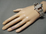 Statement Heavy Toad Vintage Native American Navajo Sterling Silver Bracelet Cuff-Nativo Arts