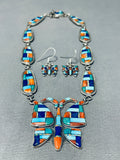The Best Southwestern Sterling Silver Turquoise Inlay Butterfly Necklace-Nativo Arts