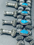 373 Gram Native American Navajo Turquoise Sterling Silver Hogan Bead Squash Blossom Necklace-Nativo Arts