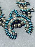 Phenomenal Vintage Native American Zuni Turquoise Sterling Silver Squash Blossom Necklace-Nativo Arts