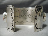 One Of The Biggest Native American Navajo Red Shell Green Turquoise Sterling Silver Bracelet-Nativo Arts