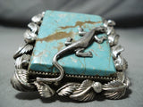 Fantastic Lizard #8 Turquoise Mine Sterling Silver Ring Native American-Nativo Arts
