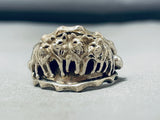 Pack Of Wolves Native American Navajo Sterling Silver Thicker Ring-Nativo Arts