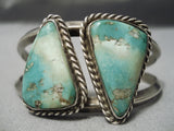 Incredible Vintage Native American Navajo Triangle Turquoise Sterling Silver Bracelet Old-Nativo Arts