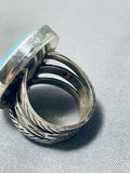 Tremendous Native American Navajo Kingman Turquoise Sterling Silver Ring Signed-Nativo Arts