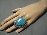 Fabulous Vintage Navajo Native American Spiderweb Turquoise Sterling Silver Ring-Nativo Arts