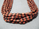 Native American Rare Authentic Santo Domingo Coriz Coral Sterling Silver Heishi Necklace-Nativo Arts
