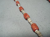 Native American Wonderful Santo Domingo Coral Heishi Sterling Silver Necklace-Nativo Arts
