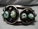 Opulent Vintage Native American Navajo Sectioned Cerrillos Turquoise Sterling Silver Bracelet-Nativo Arts