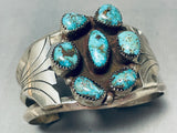 Signed Morenci Turquoise Vintage Native American Navajo Turquoise Sterling Silver Bracelet-Nativo Arts