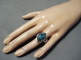 Stunning Vintage Native American Navajo Spiderweb Turquoise Sterling Silver Ring Old-Nativo Arts