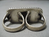 Unique Vintage Navajo 2 Finger Turquoise Sterling Silver Native American Ring-Nativo Arts