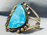 Very Rare Gilbert Turquoise Vintage Native American Navajo Sterling Silver Gold Bracelet-Nativo Arts