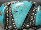 Heavy Quality Authentic Vintage Native American Navajo Turquoise Sterling Silver Bracelet Old-Nativo Arts