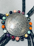 Unique Vintage Native American Navajo Silver Dollar Coin Sterling Silver Bolo-Nativo Arts