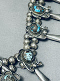 Bisbee Turquoise Vintage Native American Navajo Sterling Silver Squash Blossom Necklace-Nativo Arts