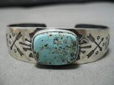 Important Jeanette Dale Native American Navajo #8 Turquoise Sterling Silver Bracelet Cuff-Nativo Arts