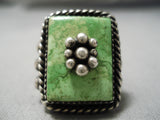Huge Vintage Navajo Gaspeite Sterling Silver Native American Ring Old-Nativo Arts