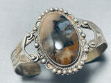 Rare Early Vintage Native American Navajo Petrified Wood Sterling Silver Bracelet-Nativo Arts