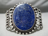 Vivid Moonlight Lapis Vintage Native American Navajo Sterling Silver Swirl Bracelet Old-Nativo Arts